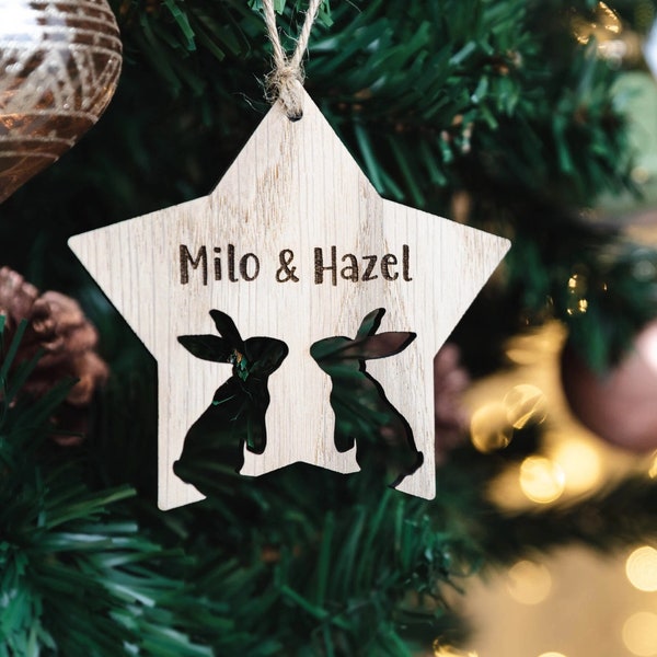 Personalisierte Hase Hängende Dekoration | Hase Christbaumkugel | Kaninchen Liebhaber Weihnachtsgeschenk | Personalisiertes Andenken | Hase Erinnerungsgeschenk |