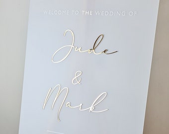 Wedding Welcome Sign Acrylic, Welcome To Our Wedding Sign, Modern Gold Acrylic, Personalised Wedding Decoration, Entrance Sign, A1 A2 XL