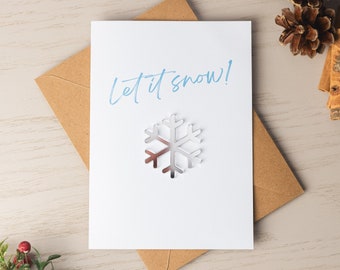 Christmas Card, Snowflake Card, Gift for Boyfriend Girlfriend Husband Wife, Christmas Card for Him Her, Handmade Card, Xmas Card for Family