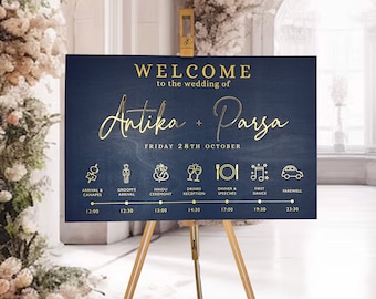 Wedding Welcome Sign Acrylic, Order of the Day Sign, Modern Gold Acrylic, Personalised Wedding Decoration, Wedding Entrance Sign, A1 A2 XL