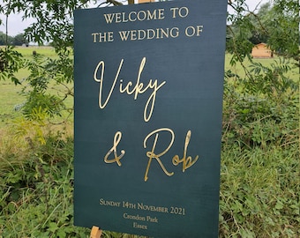 Wedding Welcome Sign Acrylic, Welcome To Our Wedding Sign, Modern Gold Acrylic, Personalised Wedding Decoration, Entrance Sign, A1 A2 XL