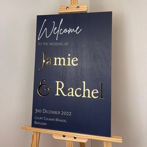 Letrero de bienvenida para boda en acrílico, letrero de bienvenida a nuestra boda, acrílico dorado moderno, decoración de boda personalizada, letrero de entrada, tamaño A1, A2, XL