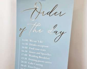 Order of the Day Wedding Sign, Wedding Timeline Sign, Wedding Signage, Acrylic Order of Events Sign, Wedding Order Of Service, Wedding Board