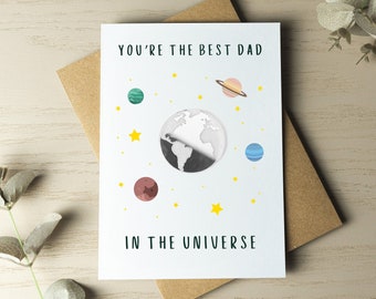Father's Day Card, Happy Father's Day, Best Dad In The Universe, Gift for Partner, Husband, Dad, Grandad, Card for Him, Keepsake Charm