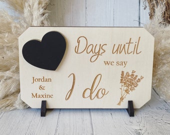 Cuenta regresiva de boda personalizada, días hasta que digamos sí, regalo para pareja, regalo de compromiso, días semanas hasta que nos convirtamos, pizarra de boda