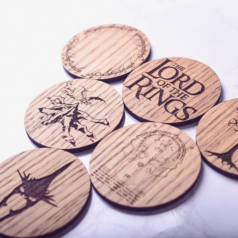Lord Of The Rings Inspired Set Of 6 Coasters Etsy - image 0