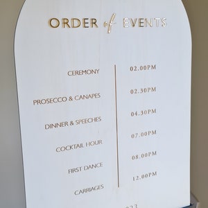 Order of the Day Wedding Sign, Wedding Timeline Sign, Wedding Signage, Acrylic Order of Events Sign, Wedding Order Of Service, Wedding Board