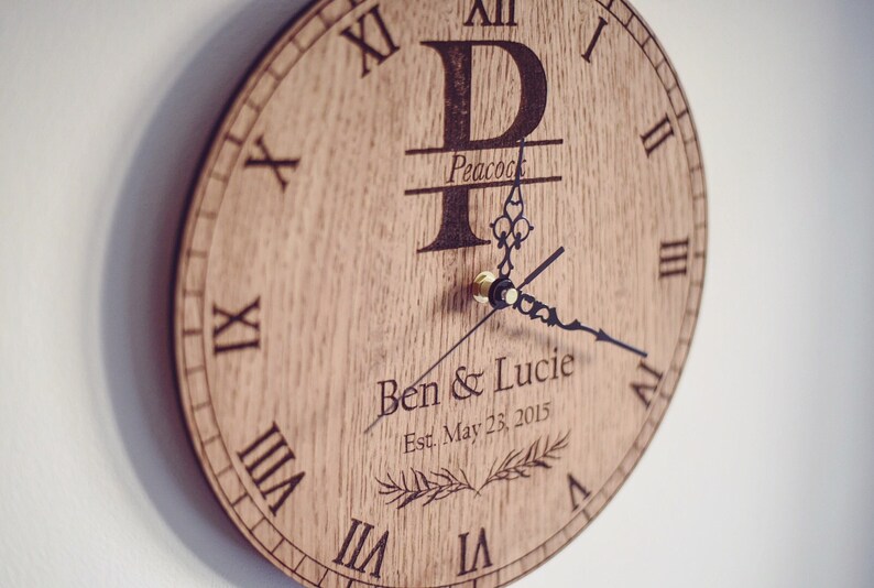 Wedding Gift, Birthday Gift, Anniversary Gift Personalised Wedding Anniversary Date Monogram Clock