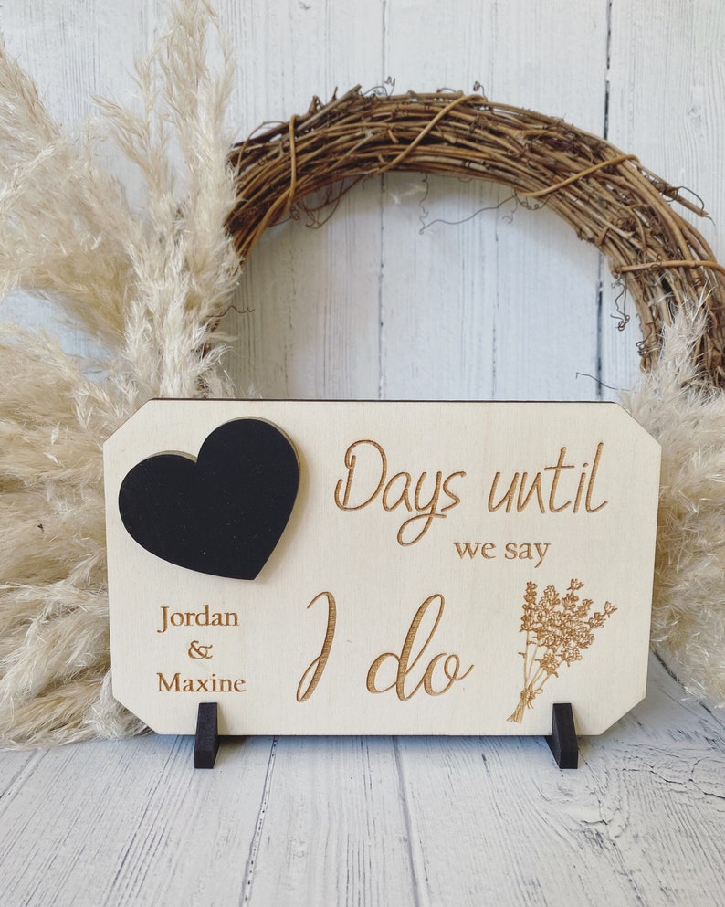 Personalised Wedding Countdown, Days Until We Say I Do, Gift For Couple, Engagement Gift, Days Weeks Until We Become, Wedding Chalkboard