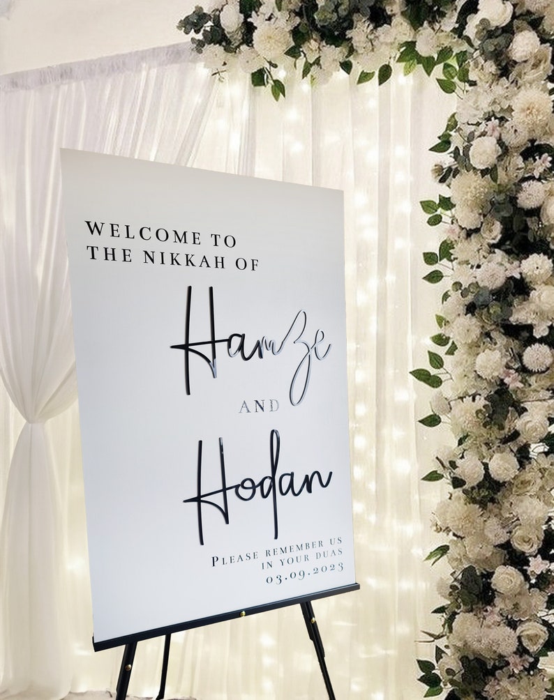 Muslim Wedding, Nikkah Sign, Islamic Welcome Sign, Acrylic Sign, Modern Welcome Sign, Wedding Entry Sign, Wedding Welcome Sign, A1 A2 A3 XL