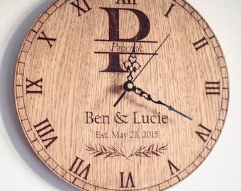 Personalised Wedding Anniversary Date Monogram Clock (Wedding Gift, Birthday Gift, Anniversary Gift)