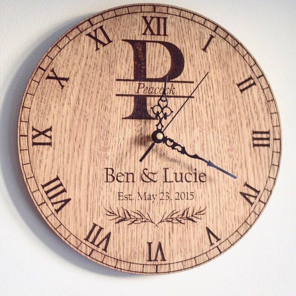 Personalised Wedding Anniversary Date Monogram Clock (Wedding Gift, Birthday Gift, Anniversary Gift)