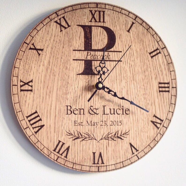 Wedding Gift, Birthday Gift, Anniversary Gift Personalised Wedding Anniversary Date Monogram Clock
