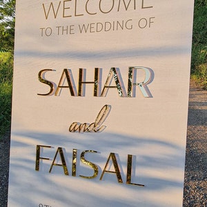 Wedding Welcome Sign Acrylic, Welcome To Our Wedding Sign, Modern Gold Acrylic, Personalised Wedding Decoration, Entrance Sign, A1 A2 XL