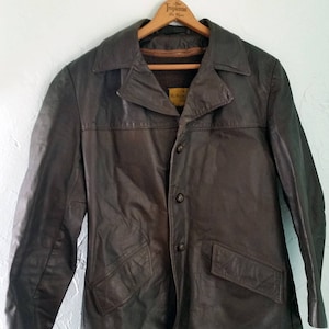 Vintage Robert Lewis 1970&#39;s Men&#39;s Leather Motorcycle Flight Retro Mod Jacket