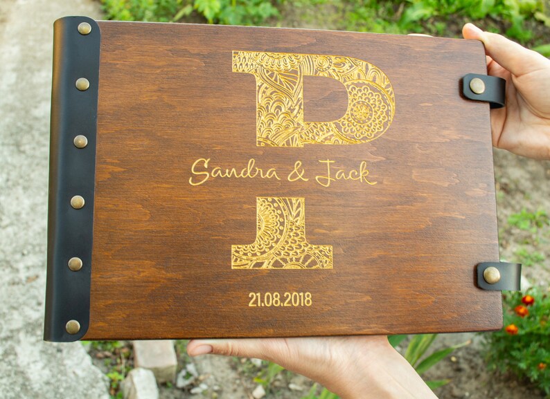Custom Guest Book Wedding Guest Book Mandala Mothers Day Gift Wedding Scrapbook Guest Book Rustic Guest Book Monogram Guest Book