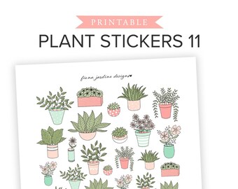 plant printable planner stickers cute decorative flower etsy