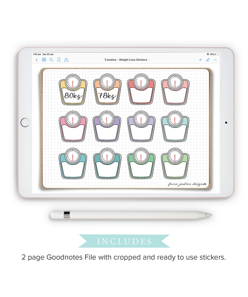 Weight Loss Tracker Stickers for Goodnotes Planner Health & Etsy