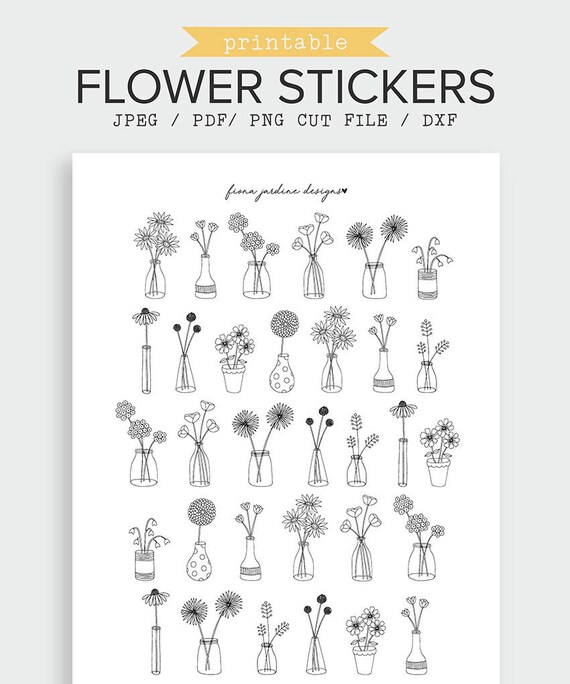 bullet journal flower sticker printable bullet journal etsy