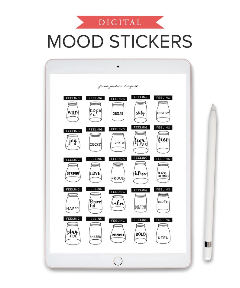 Digital Mood Tracker Stickers for Goodnotes Planner Emotion Etsy