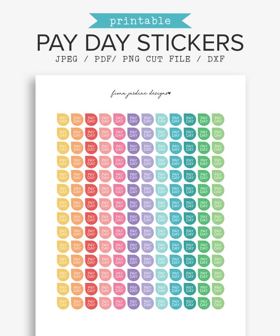 Printable Payday Planner Stickers Rainbow Colored Home Budget | Etsy