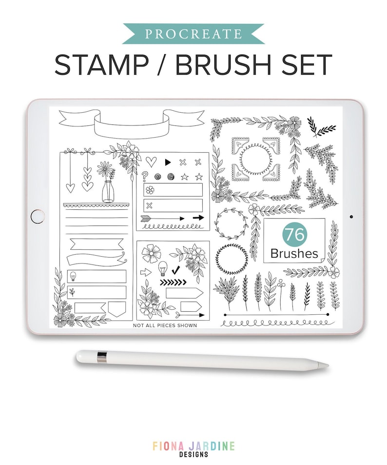 76 Procreate Stamps for Creating Bullet Journal and Digital Planner Layouts Daily Planner Digital Stamps BUJO Layout Procreate Brushes