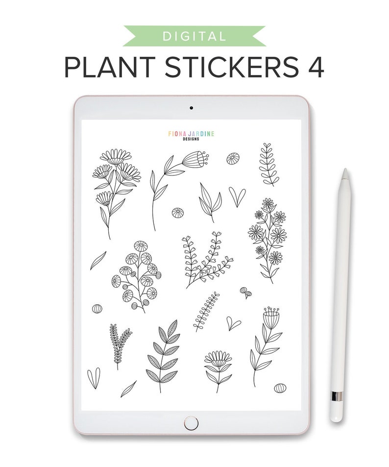 Plant Themed Digital Bullet Journal Stickers Goodnotes Etsy
