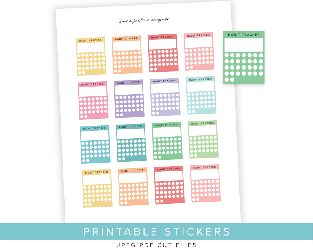 30 Day Habit Tracker Printable Planner Stickers, Daily Planner ...