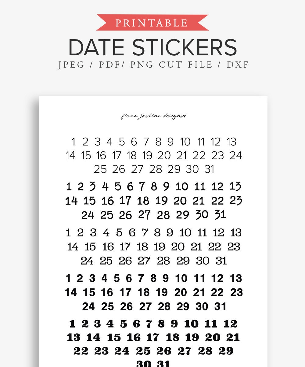 small black and white printable number stickers for undated etsy
