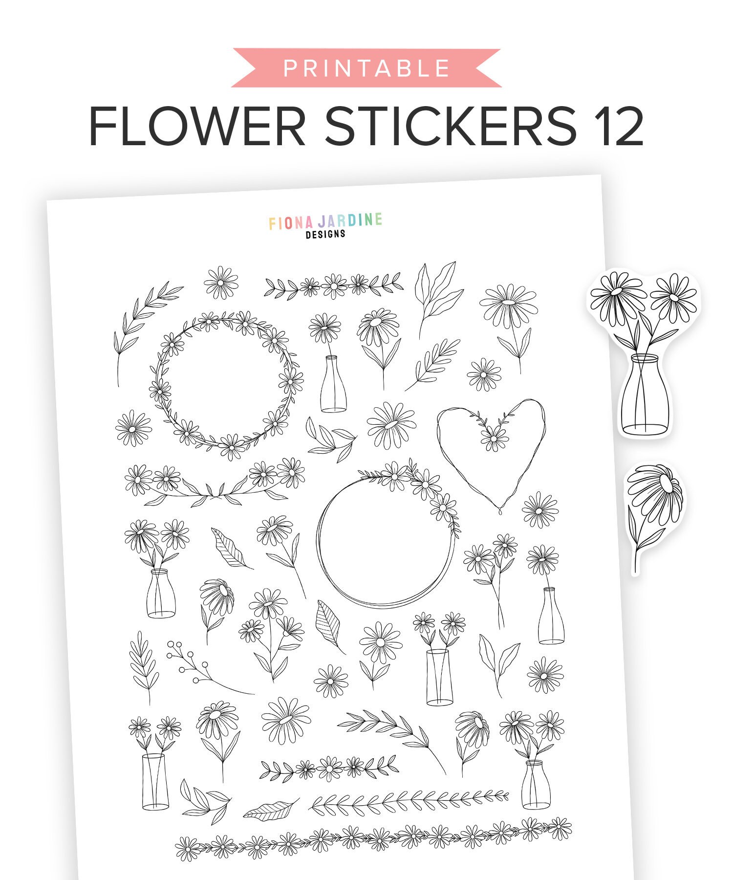 daisy printable planner stickers daily planner flower etsy ireland