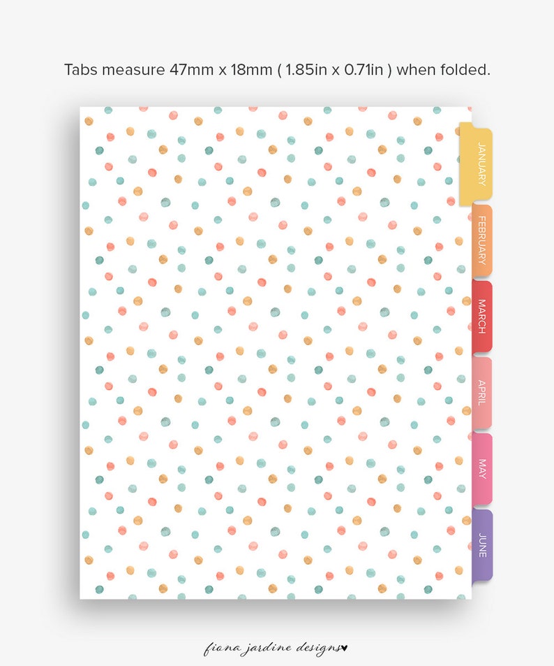 Rainbow Colored Printable Monthly Planner Tabs With White - Etsy