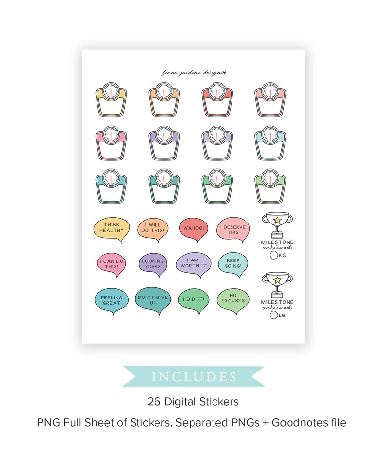 Weight Loss Tracker Stickers for Goodnotes Planner Health & Etsy