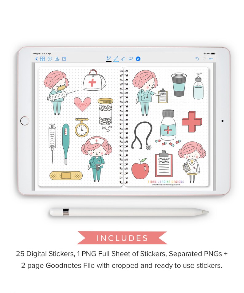 Nurse and Doctor Digital Stickers Goodnotes Planner Nurse Etsy