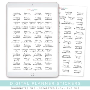 Negative Mood Tracker Digital Planner Stickers,Goodnotes Planner Digital Stickers, Emotional Wellbeing Digital Bullet Style Journal Stickers