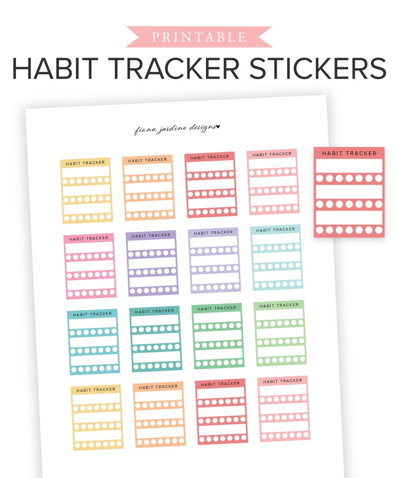 7 day habit tracker printable planner stickers daily