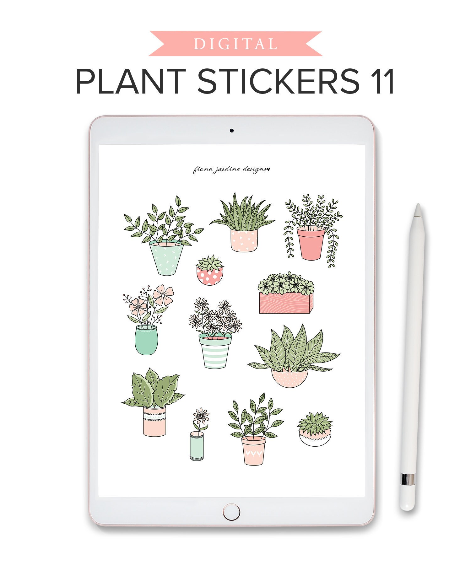 plant digital planner stickers cute flower stickers for etsy sweden