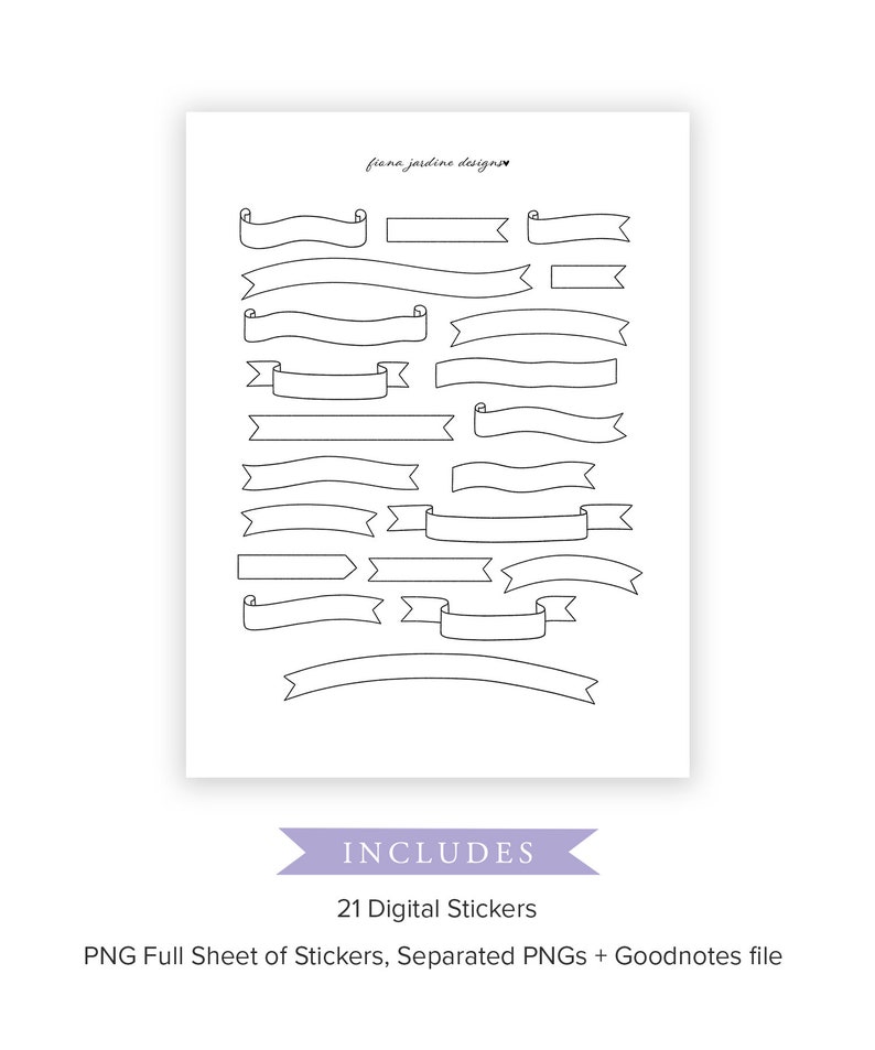 Digital Bullet Journal Stickers for Titles & Headers Hand Etsy Australia