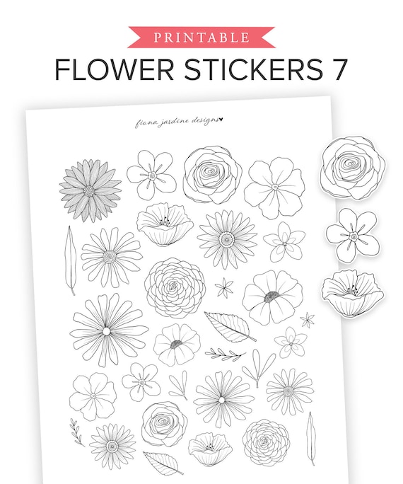 Bloom 36 Sheets Flower Stickers Scrapbook Stickers Decoration Sticker Planner Stickers Assorted Plant Stickers Clear PET for Scrapbooking Journaling Diary Album DIY Arts and Crafts