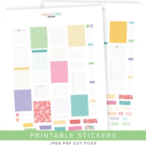 Notebook Printable Planner Stickers, Paper Washi Tape Printable Bullet Style Journal Stickers, Cute Daily Planners printable note stickers