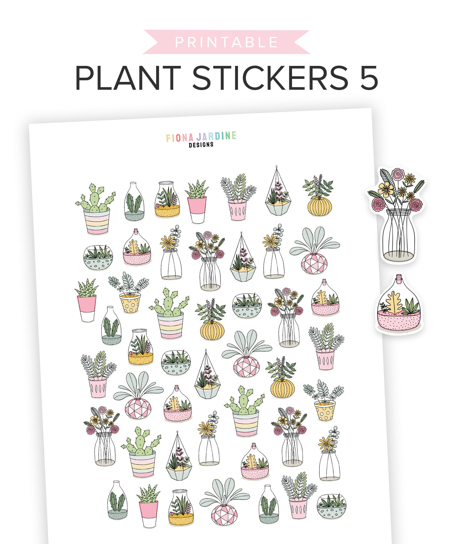 plant printable planner stickers decorative floral bullet etsy