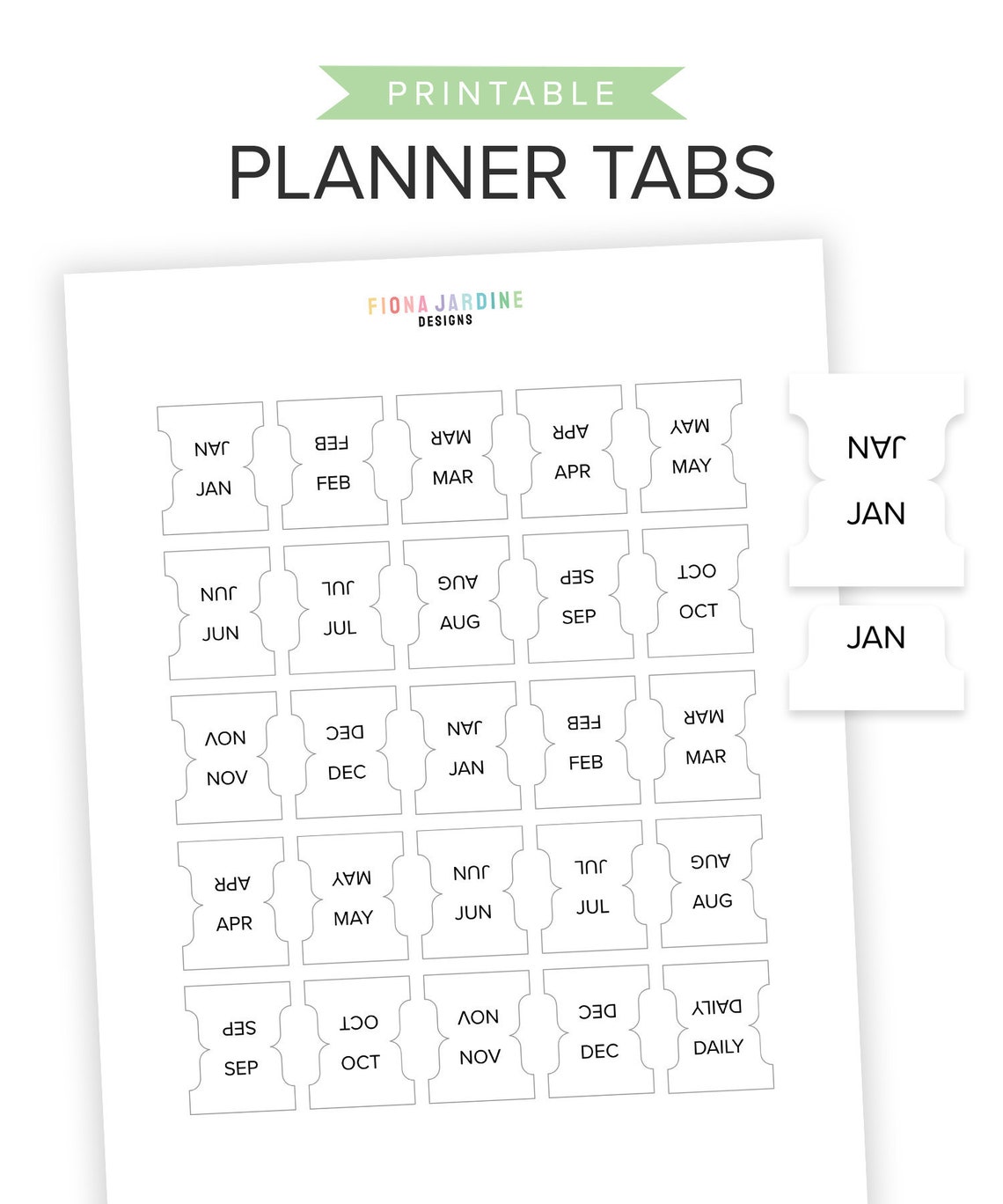 Small Monthly Printable Planner Tabs for Daily Planners Etsy