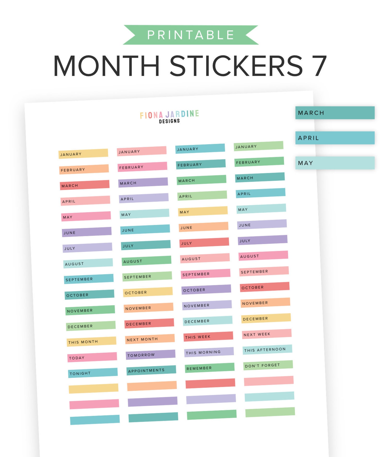 Months of the Year Printable Planner Stickers Daily Planner Etsy