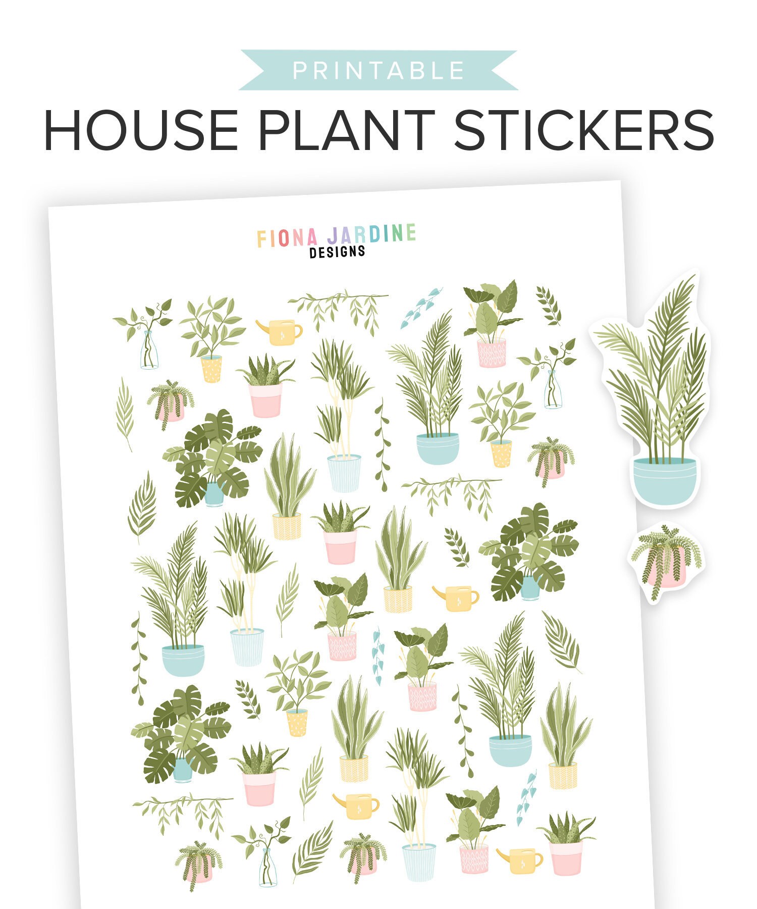 House Plant Printable Stickers Nature Themed Printable Etsy