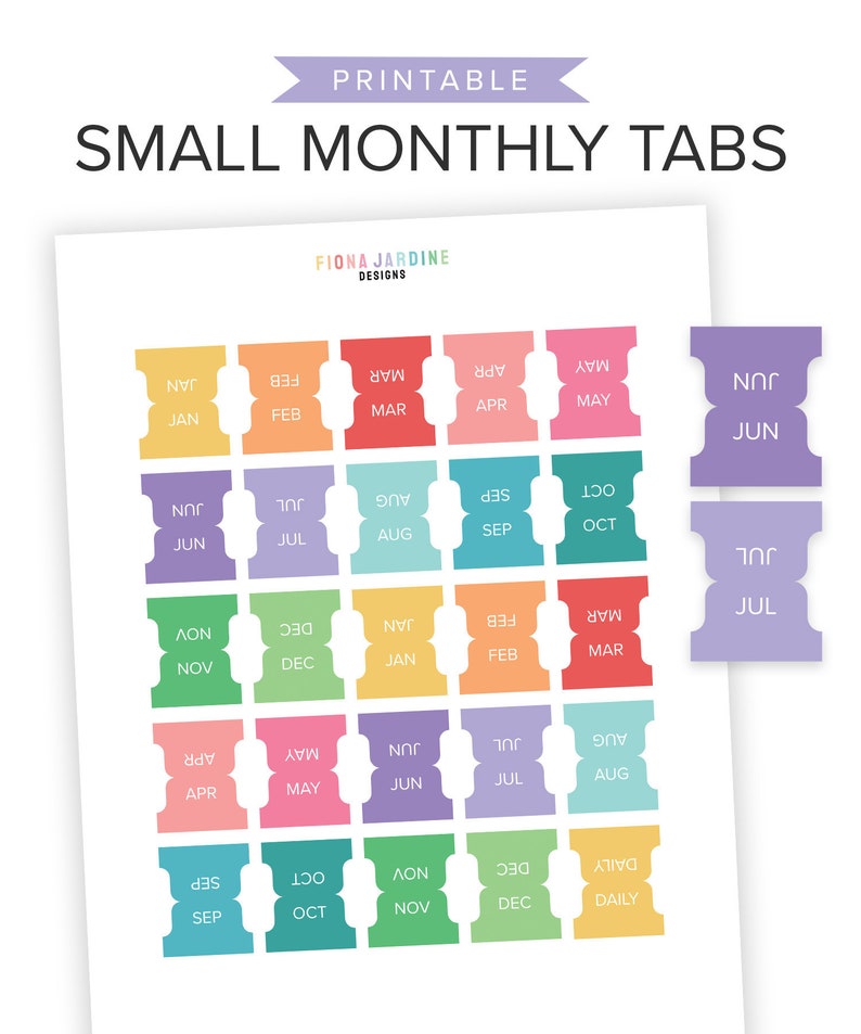 Small Monthly Printable Planner Tabs for Daily Planners Etsy