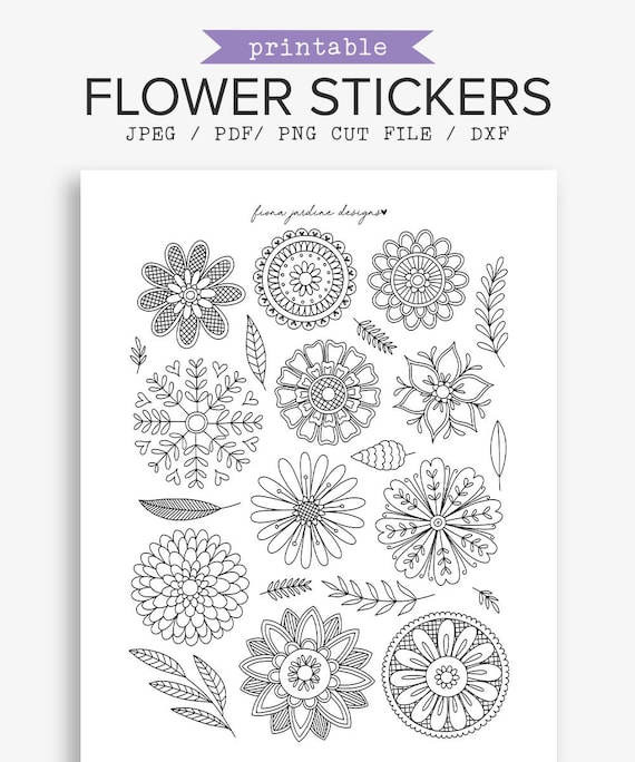 bullet journal printable coloring stickers travelers notebook etsy