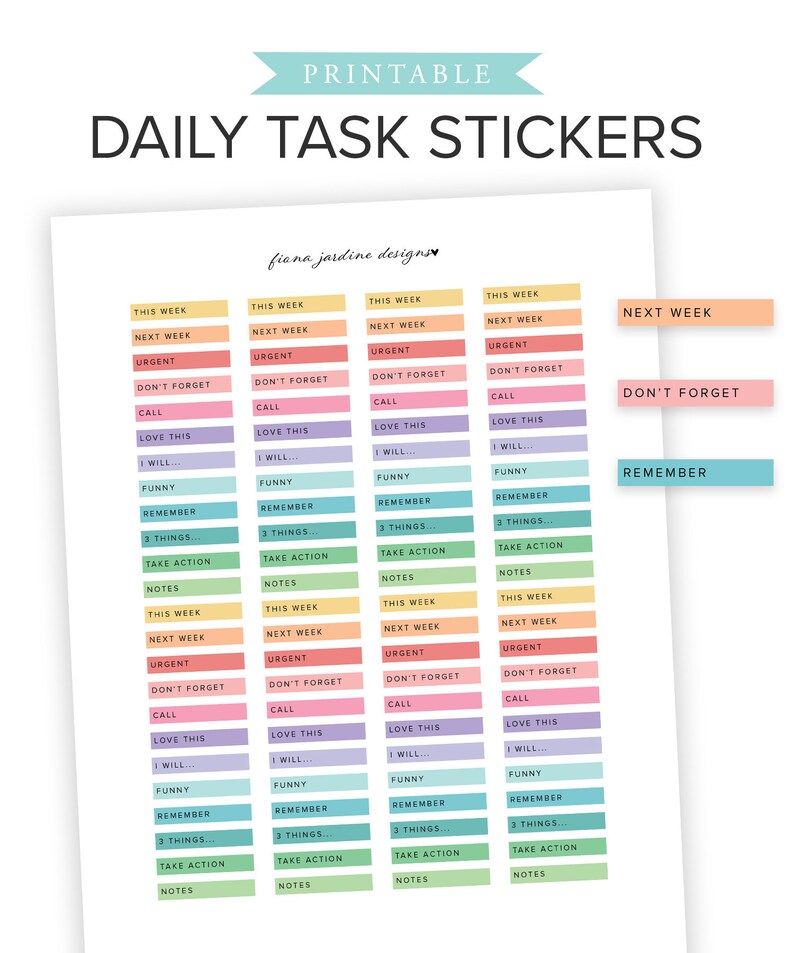 Printable Daily Planner Reminder Stickers Routine & Daily Etsy