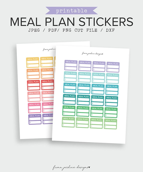 printable meal plan stickers for daily planner meal planning etsy