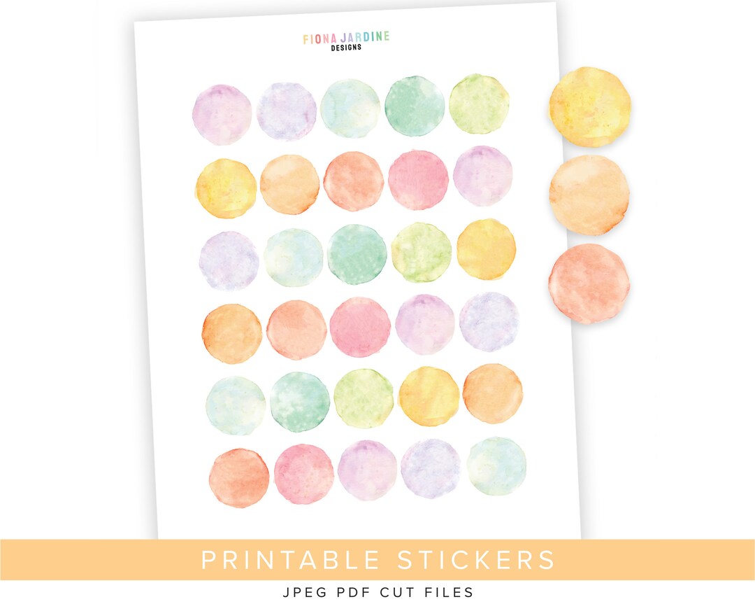 Hand Painted Watercolor Printable Bullet Style Journal Stickers ...