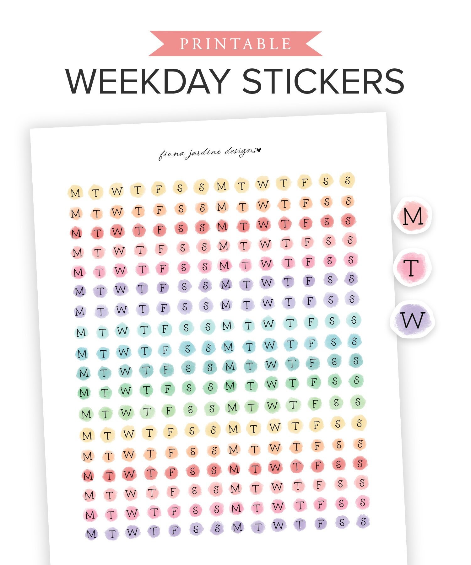 Printable Days of the Week Stickers Weekday Bullet Journal - Etsy Australia