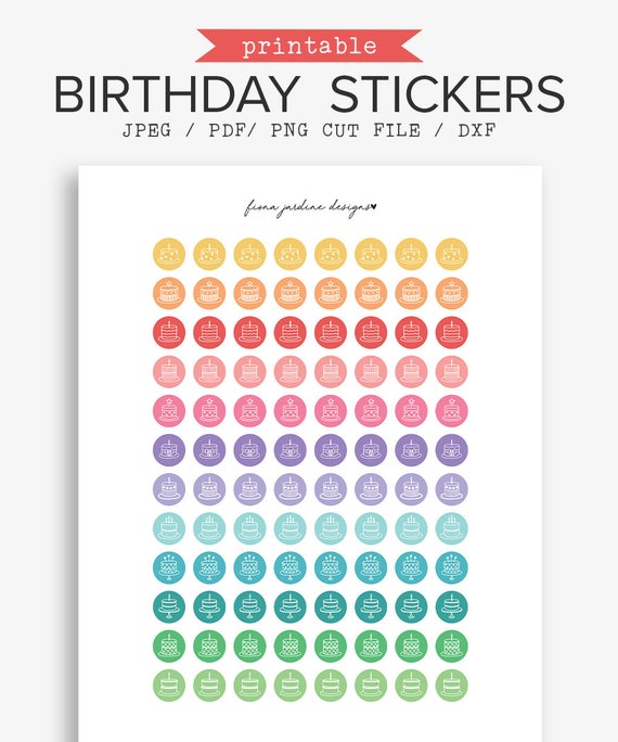 Printable Birthday Planner Stickers 15mm / 0.59in Round | Etsy